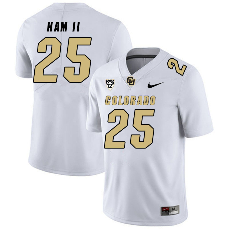 Men #25 Marvin Ham II Colorado Buffaloes College Football Jerseys Stitched Sale-White - Click Image to Close